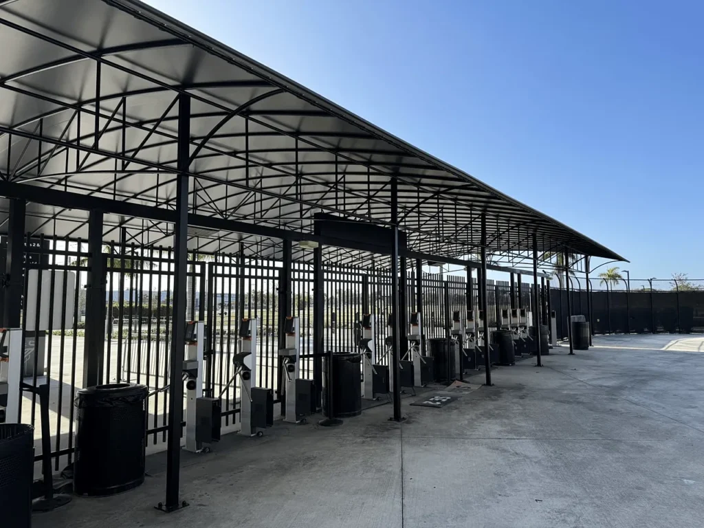 ticket turnstile entry canopy
