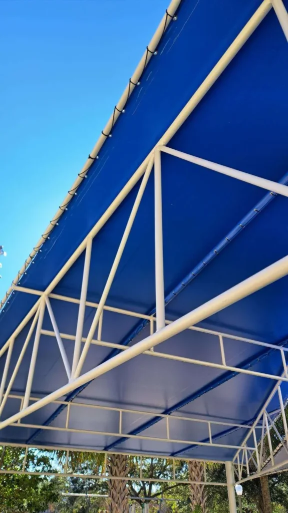 truss framing detail at playground awning