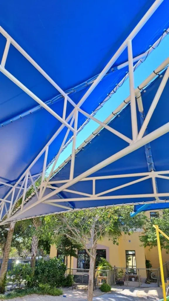steel and fabric playground frame