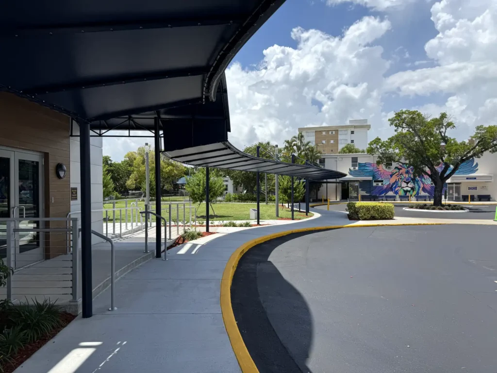 curved walkway cover