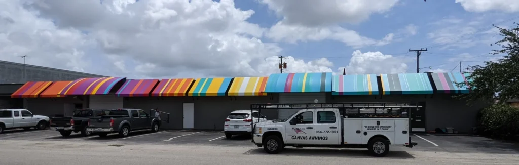 Walker Office: Custom Multicolor Awnings
