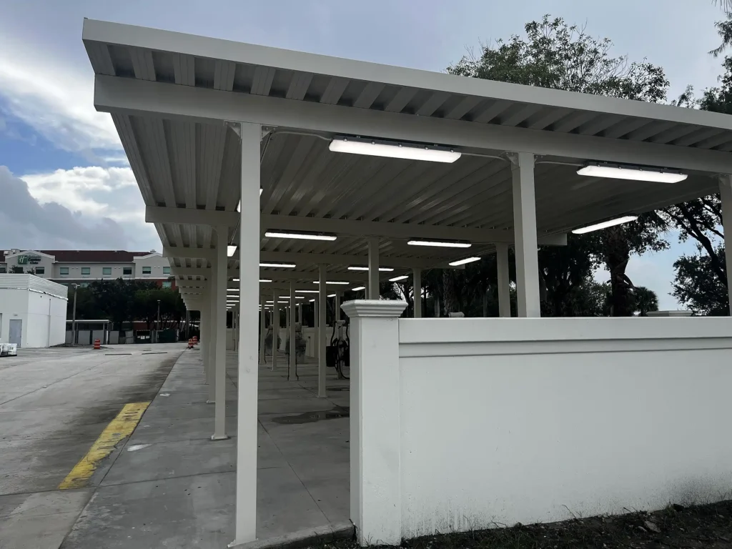 End of detailing bay canopy