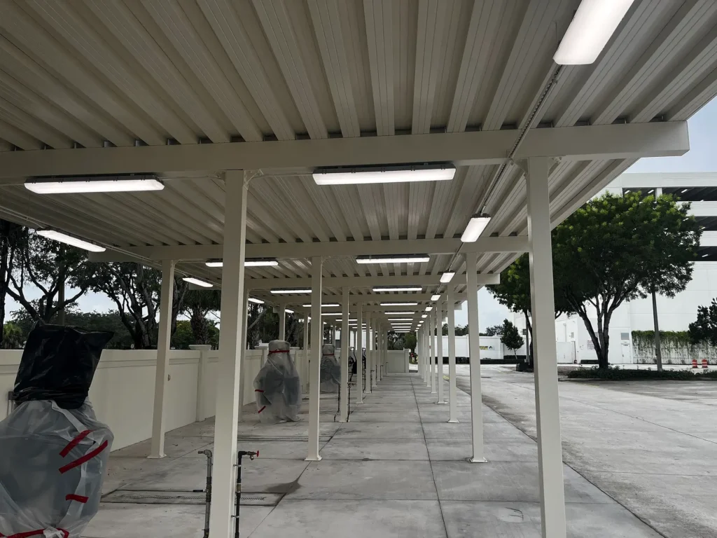 underside of aluminum detailing canopy