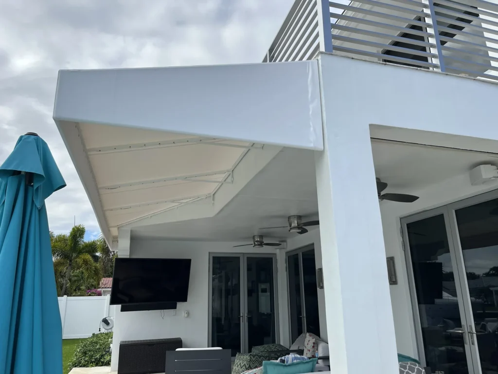 light colored vinyl fabric awning